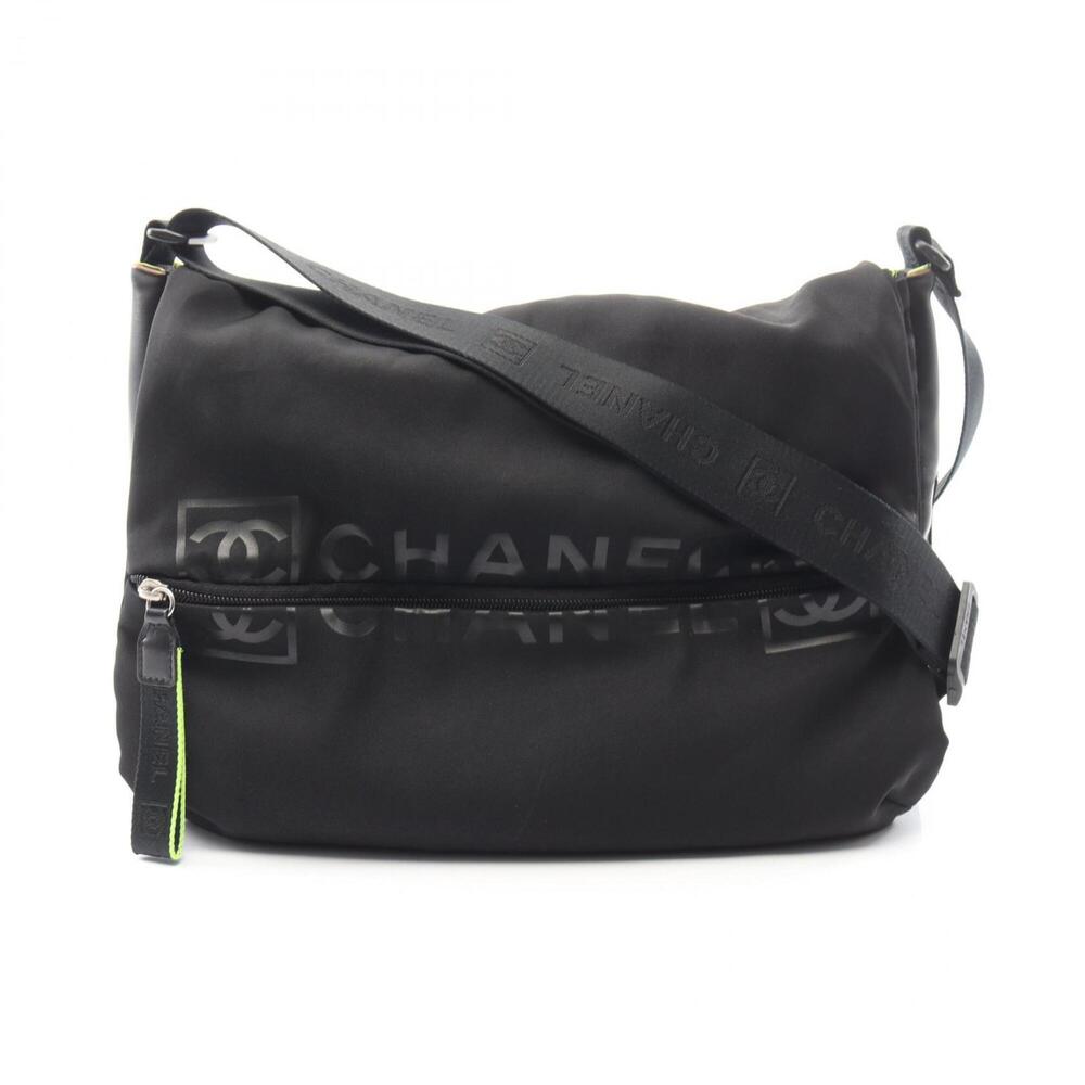 Chanel Sport Line Coco Mark Shoulder Bag/Handbag, Nylon/Rubber, Men's, Black